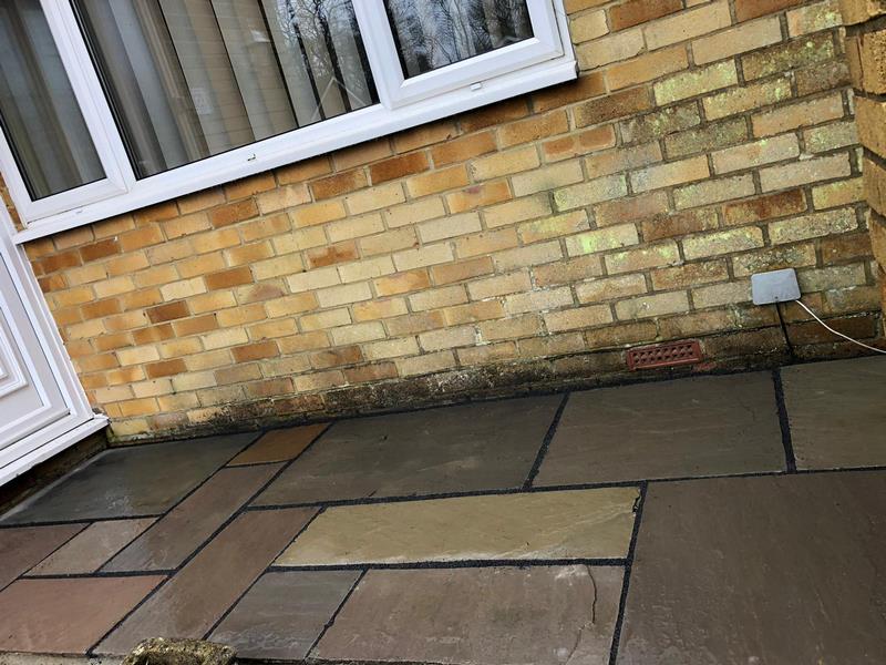 herringbone driveway with patio steps