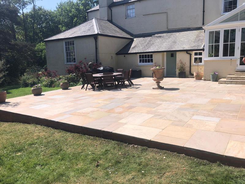 indian sandstone patio extension canterbury 06