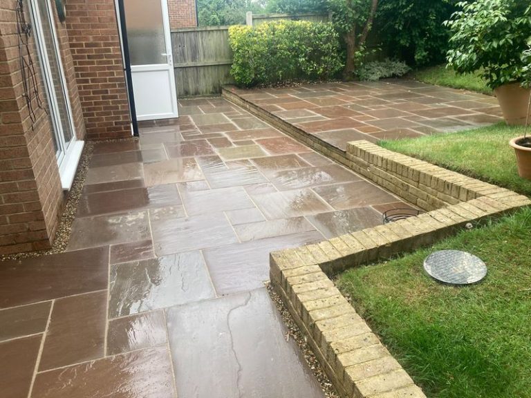 resin driveway with indian sandstone patio weavering maidstone 15