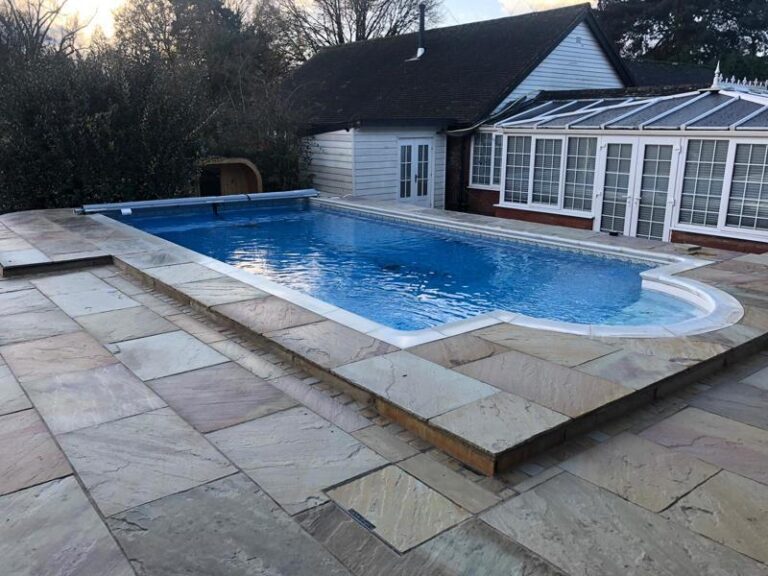tonbridge indian sandstone mint fossil patio integrated lighting and retaining walls 18